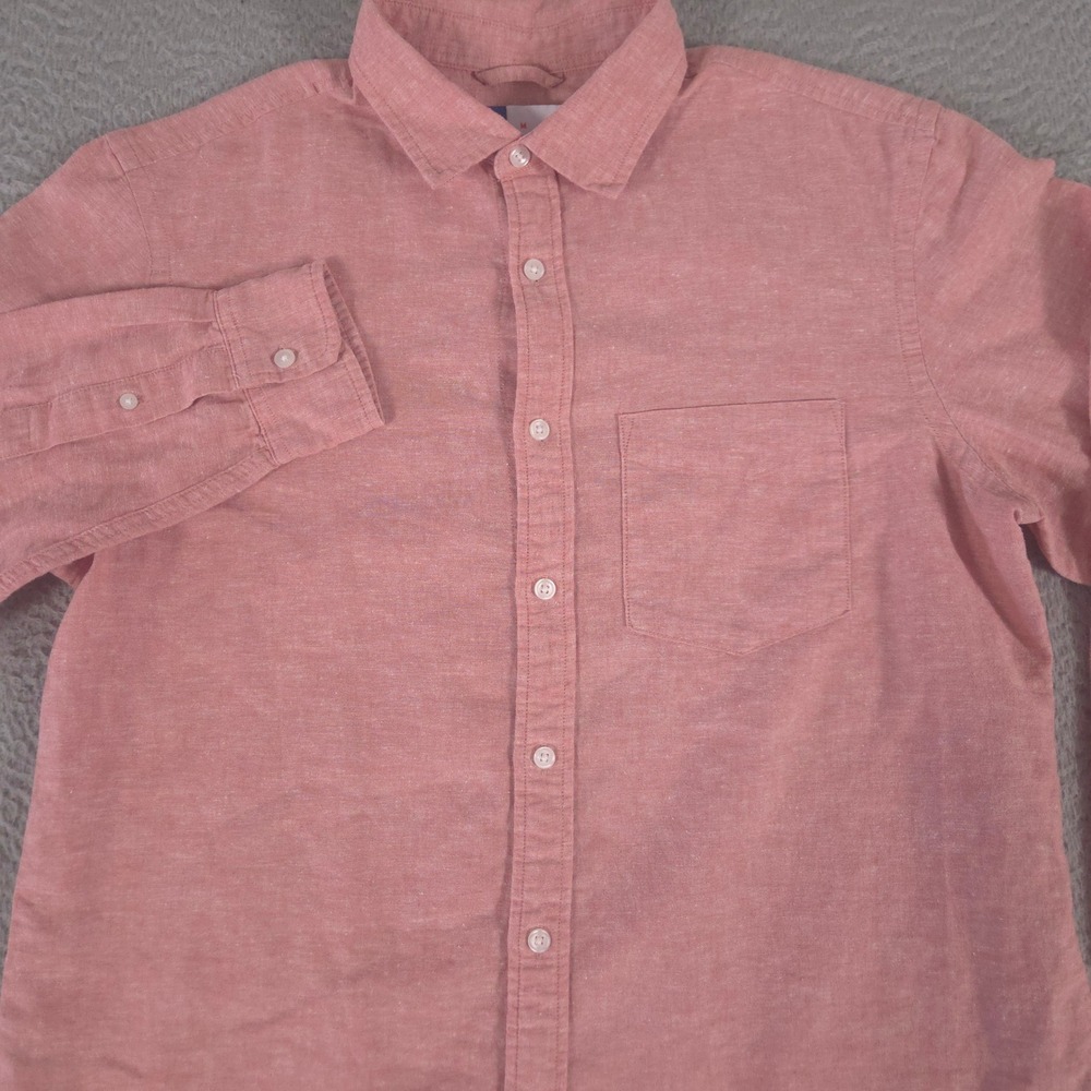 Old‎ Navy Shirt Mens Medium Amberglow Classic Fit Linen-Blend Long Sleeve Preppy